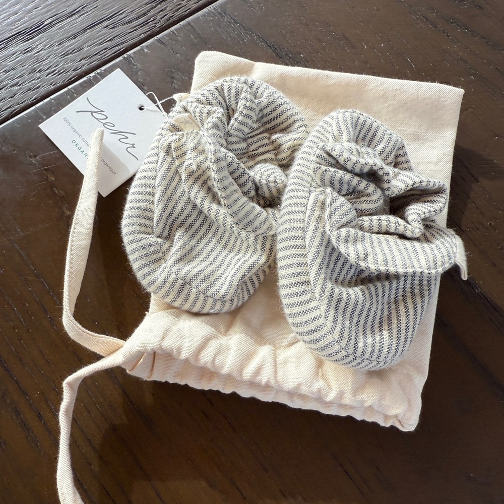 Pehr Striped Baby Booties - Gray and Cream